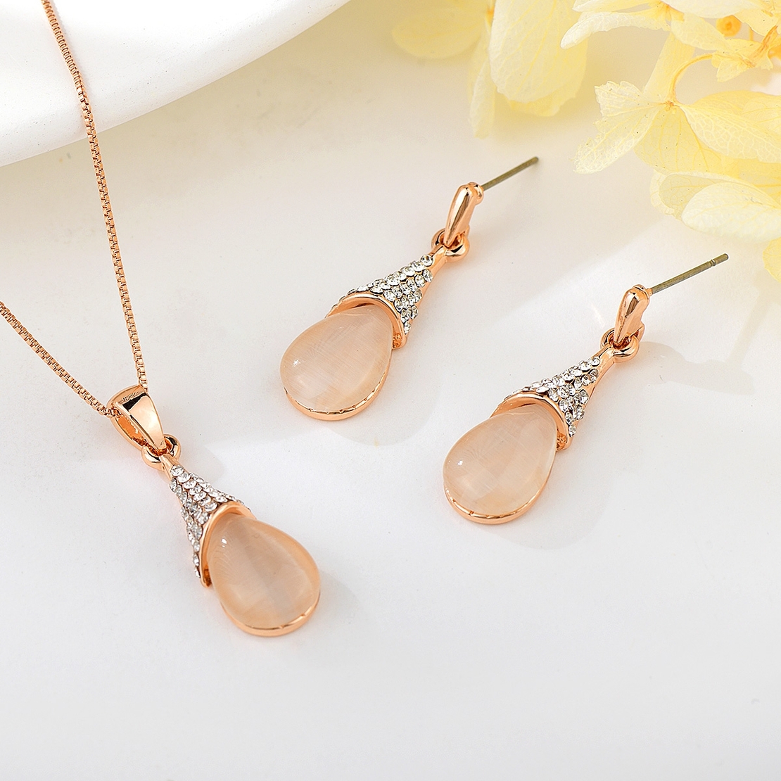 Комплект розово позлатяване котешко око 2610000002485 | Колекция Rose Gold
