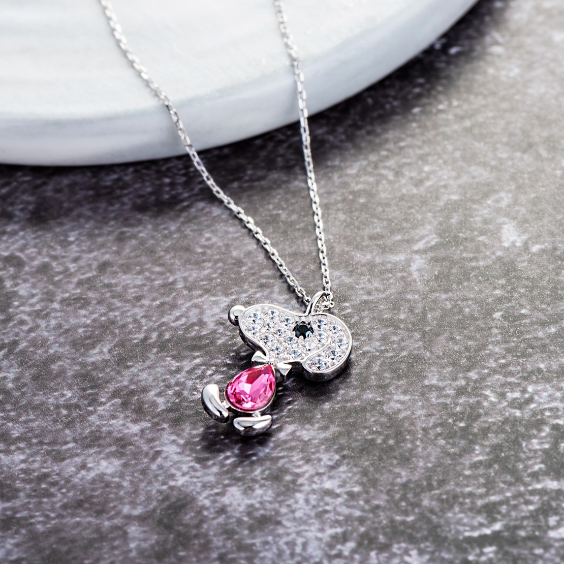 Сребърно колие Куче Swarovski Crystals | колекция Delicate Silver