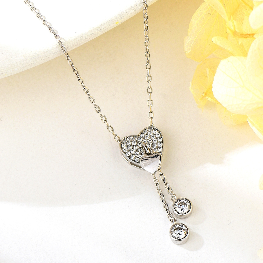 Сребърно колие Сърце с висулки | колекция Delicate Silver