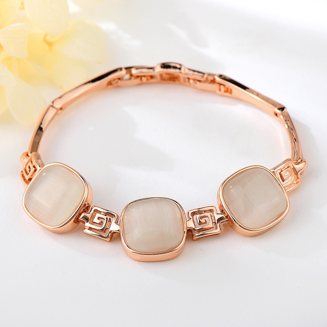 Гривна розово позлатяване котешко око 2200000015815 | Колекция Rose Gold
