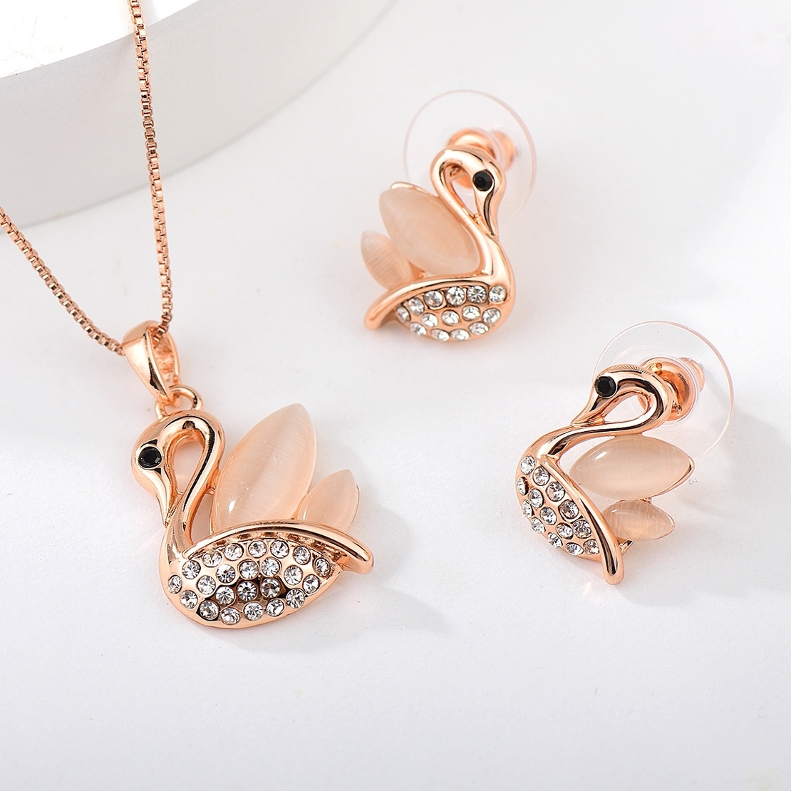 Комплект розово позлатяване лебеди 2610000001921 | Колекция Rose Gold