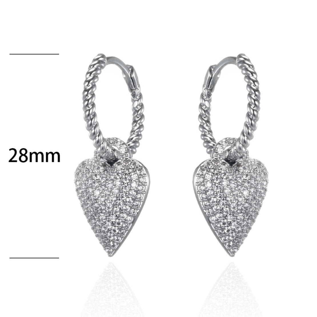 Обеци с платинирано сребро с кубични циркони 2700000025758 | Колекция Silver Premium