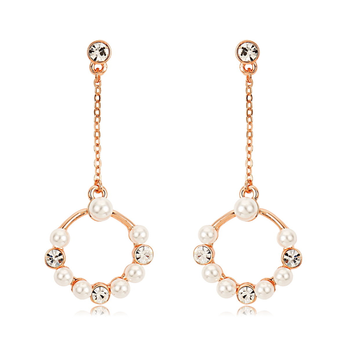 Обеци розово позлатяване с перли Swarovski 2000000011370 | Колекция Rose Gold