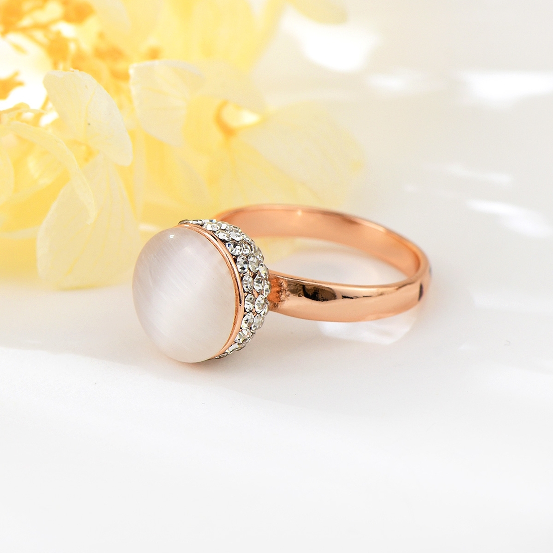 Пръстен розово позлатяване кръгло котешко око K300447R | Колекция Rose Gold