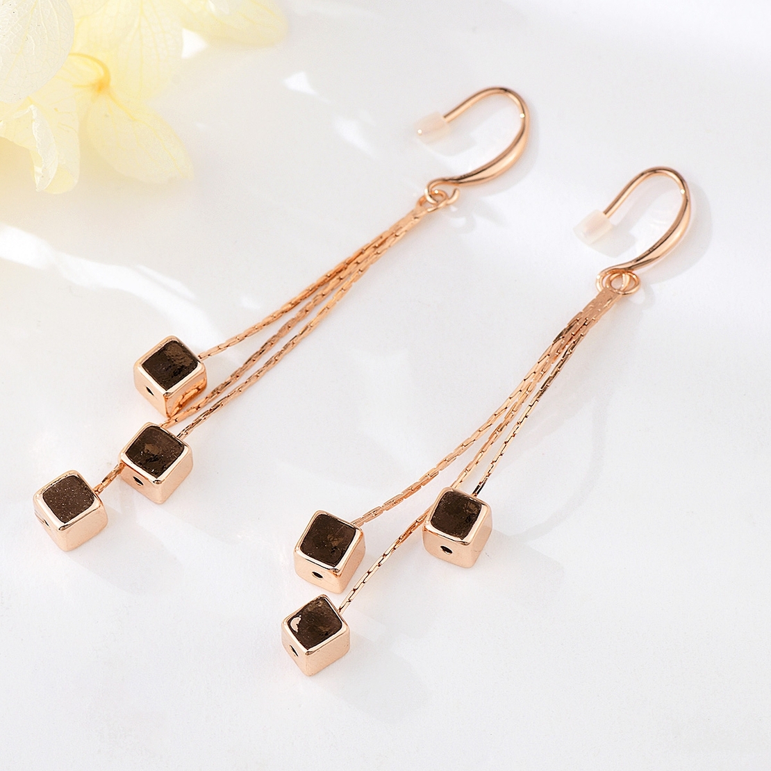 Обеци розово позлатяване дълги 2000000084558 | Колекция Rose Gold