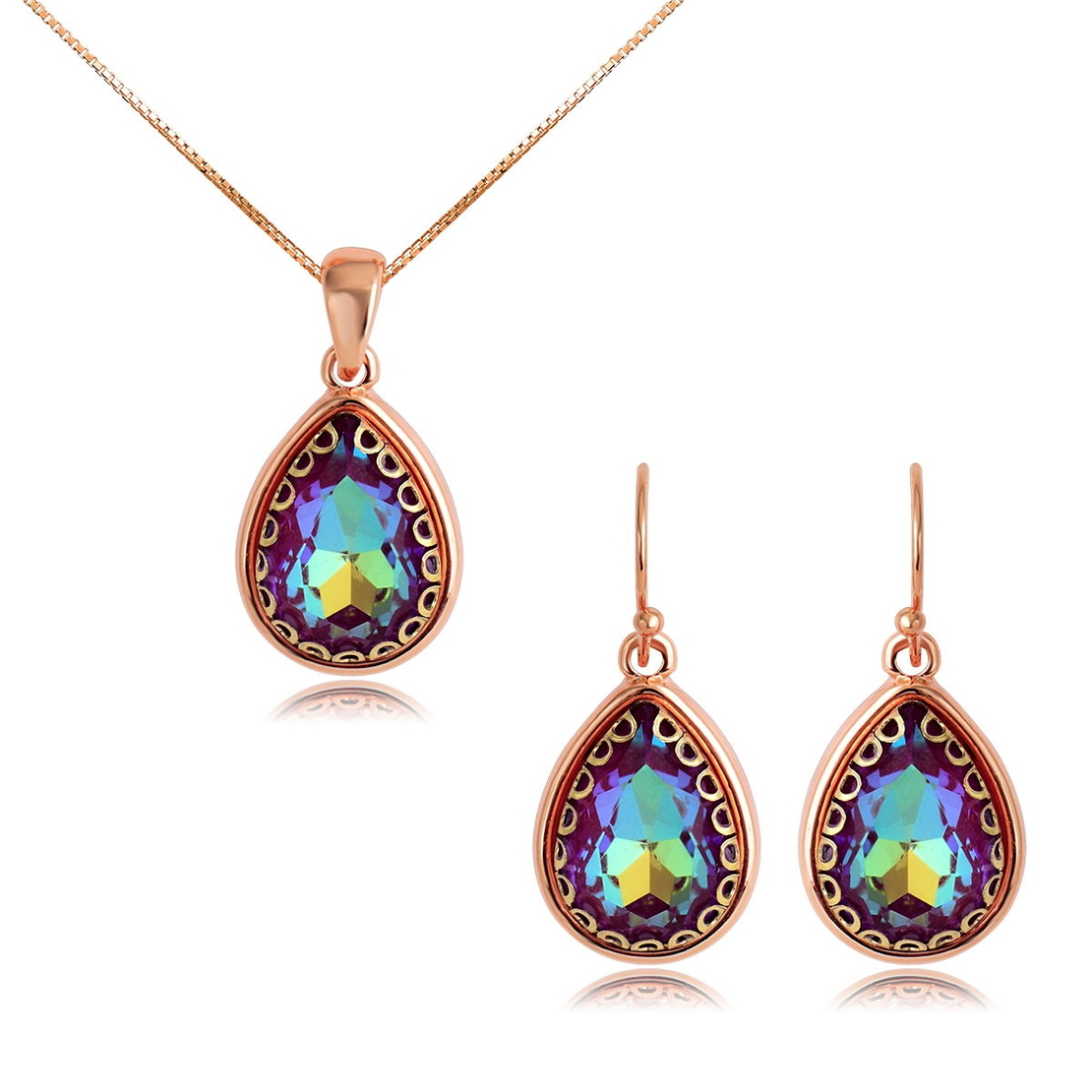 Комплект розово позлатяване капки с кристали Swarovski Paradise Shine | Колекция Rose Gold