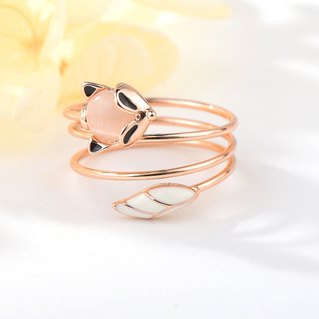 Пръстен розово позлатяване с камък котешко ухо K000928R | Колекция Rose Gold