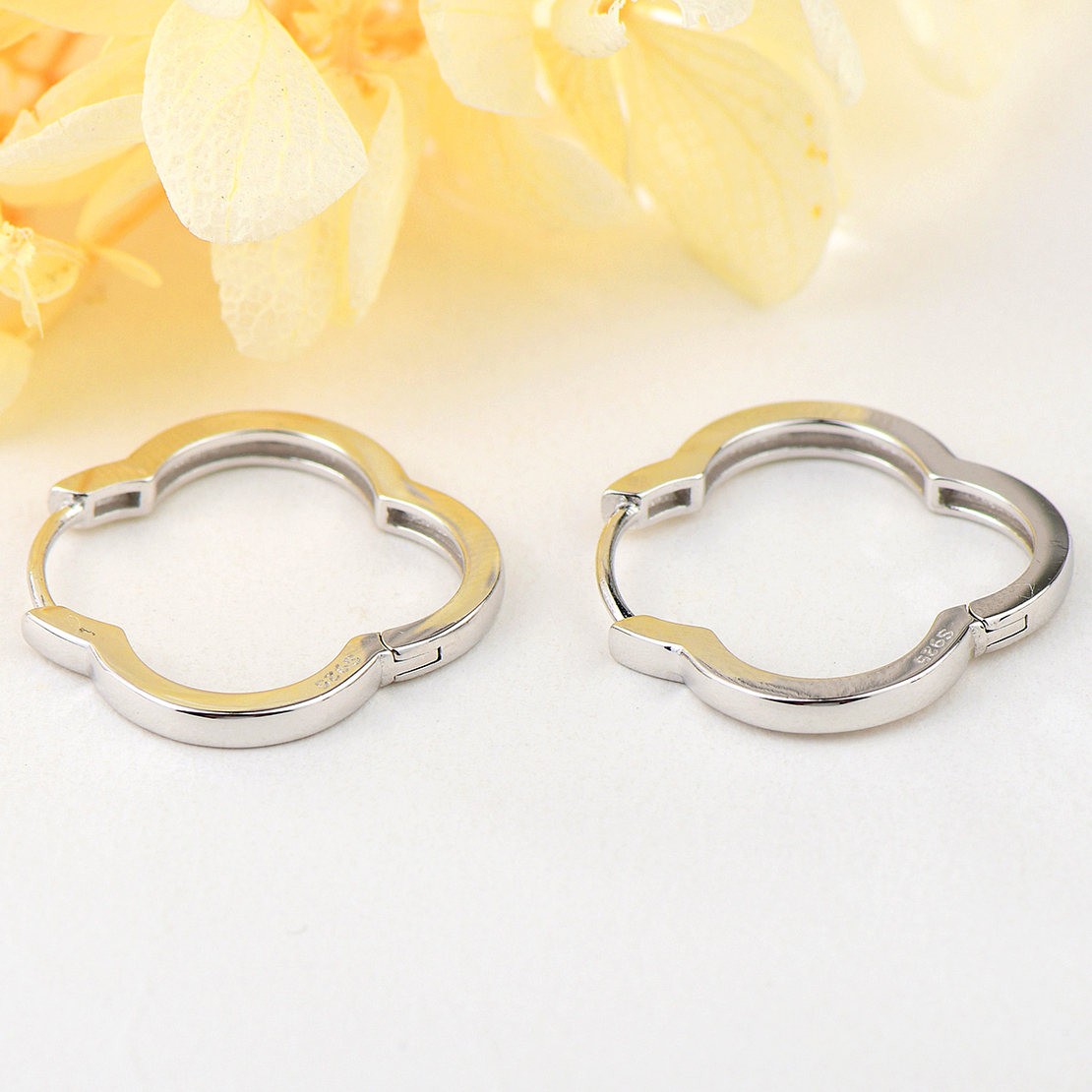 Сребърни обеци Халки с родий 2700000052709 | колекция Delicate Silver