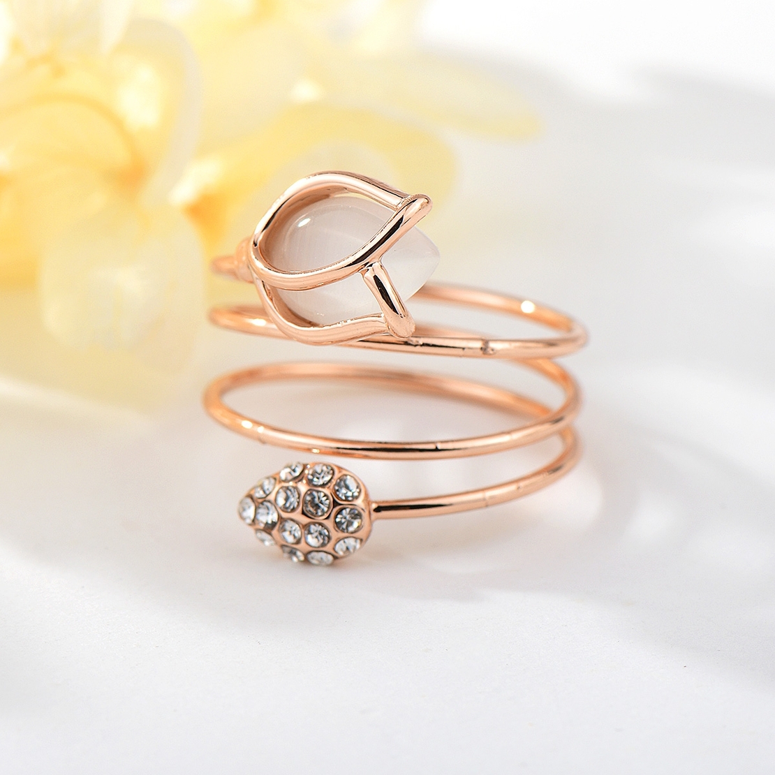 Пръстен розово позлатяване котешко око K000172R | Колекция Rose Gold