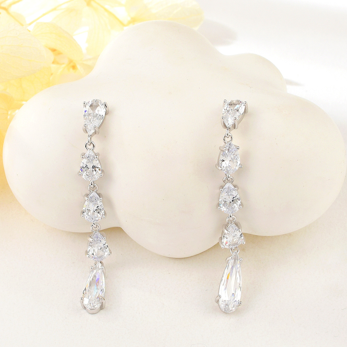 Дълги сребърни обеци с родий 2700000052860 | колекция Delicate Silver