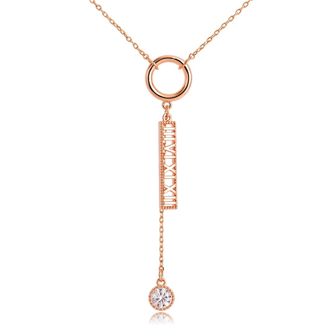 ROMAN NUMERALS NECKLACE ROSE GOLD PLATING Invoke
