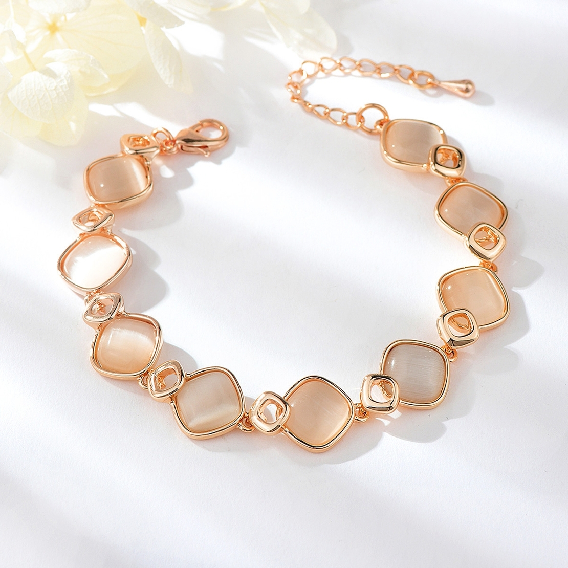 BRACELET ROSE GOLD PLATING CAT'S EYE