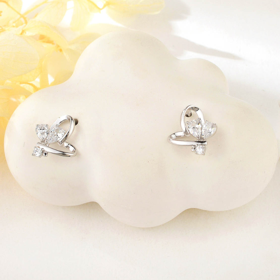 Сребърни обеци Пеперуди с родий 2700000052617 | колекция Delicate Silver