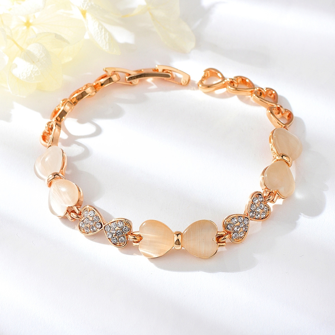 Гривна розово позлатяване с камък котешко око 2200000014993 | Колекция Rose Gold