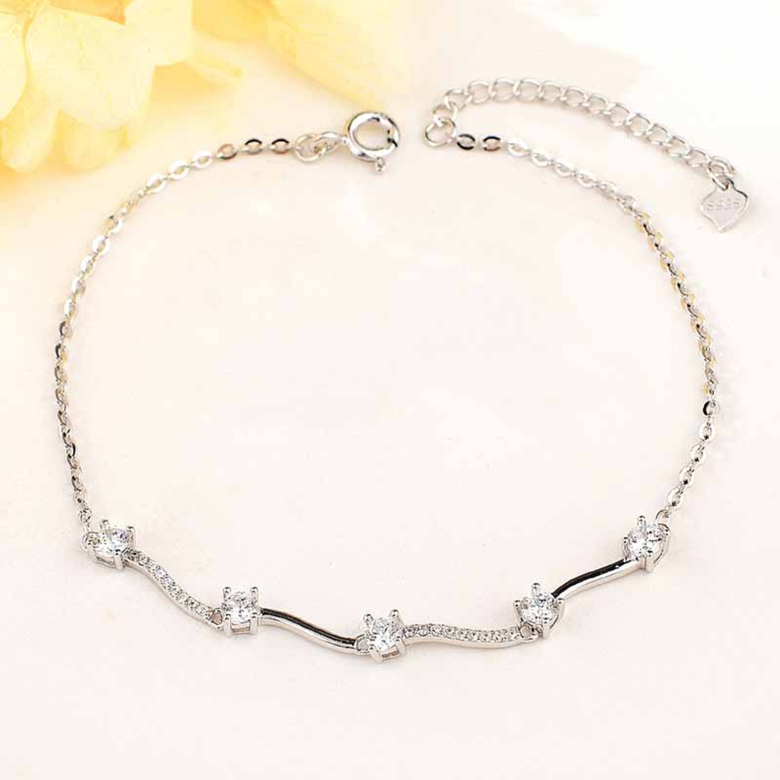 SILVER  JEWELRY - SILVER  BRACELET WITH CRYSTALS