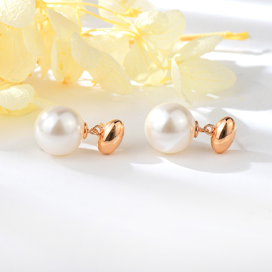 Сребърни обеци с розово позлатяване и перли 2700000046173 | колекция Delicate Silver
