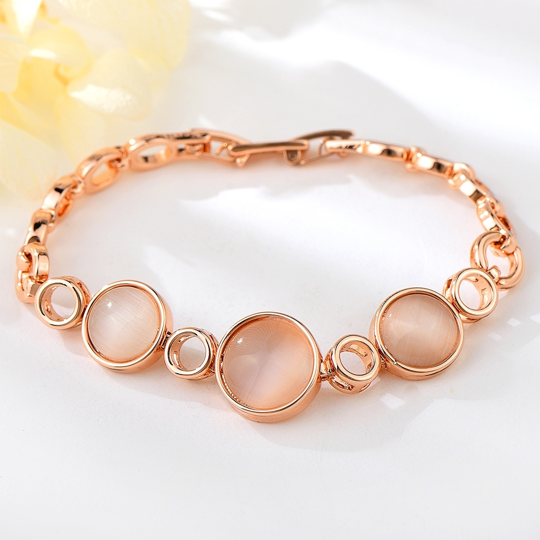 BRACELET ROSE GOLD PLATING CAT'S EYE