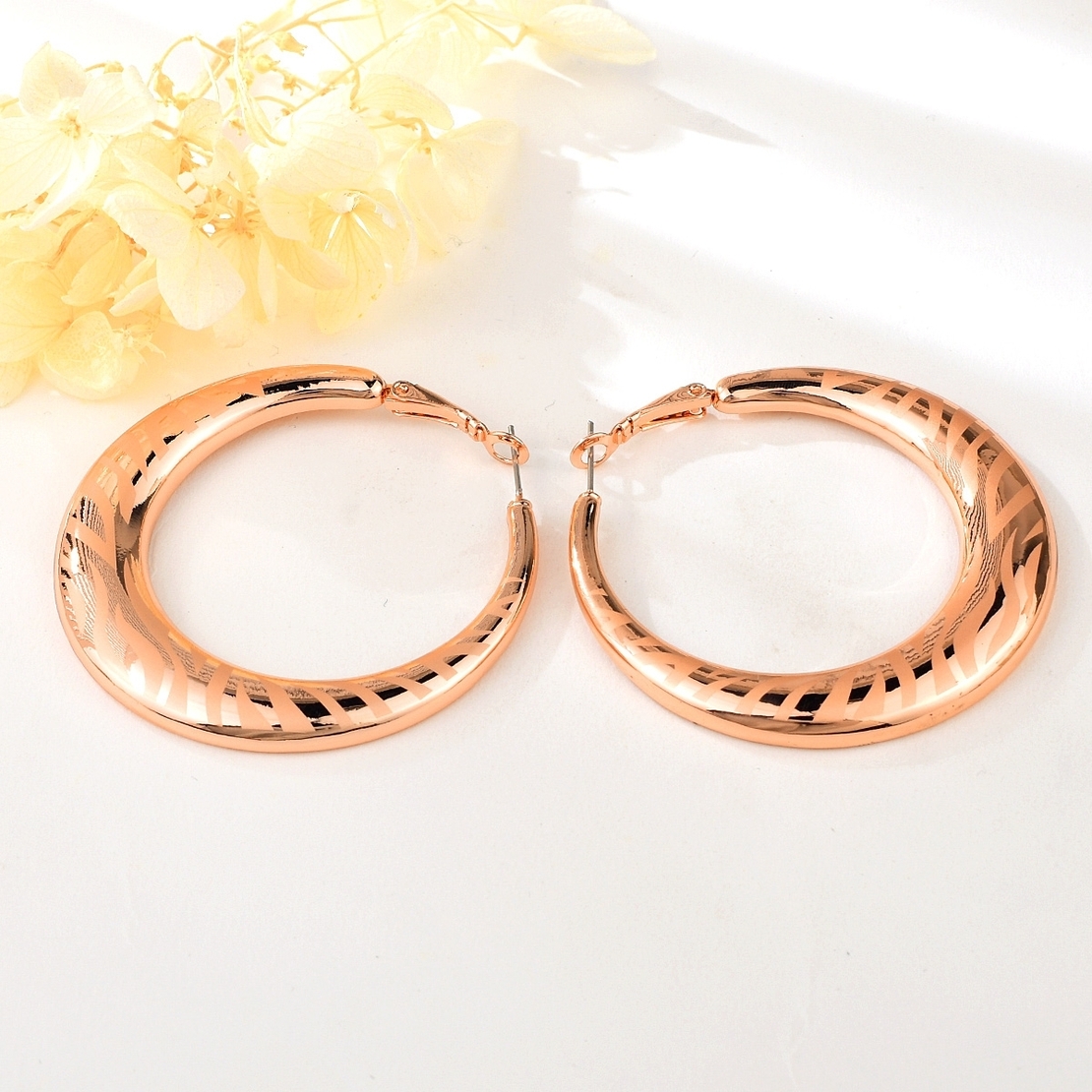 Обеци розово позлатяване халки 2000004022686 | Колекция Rose Gold