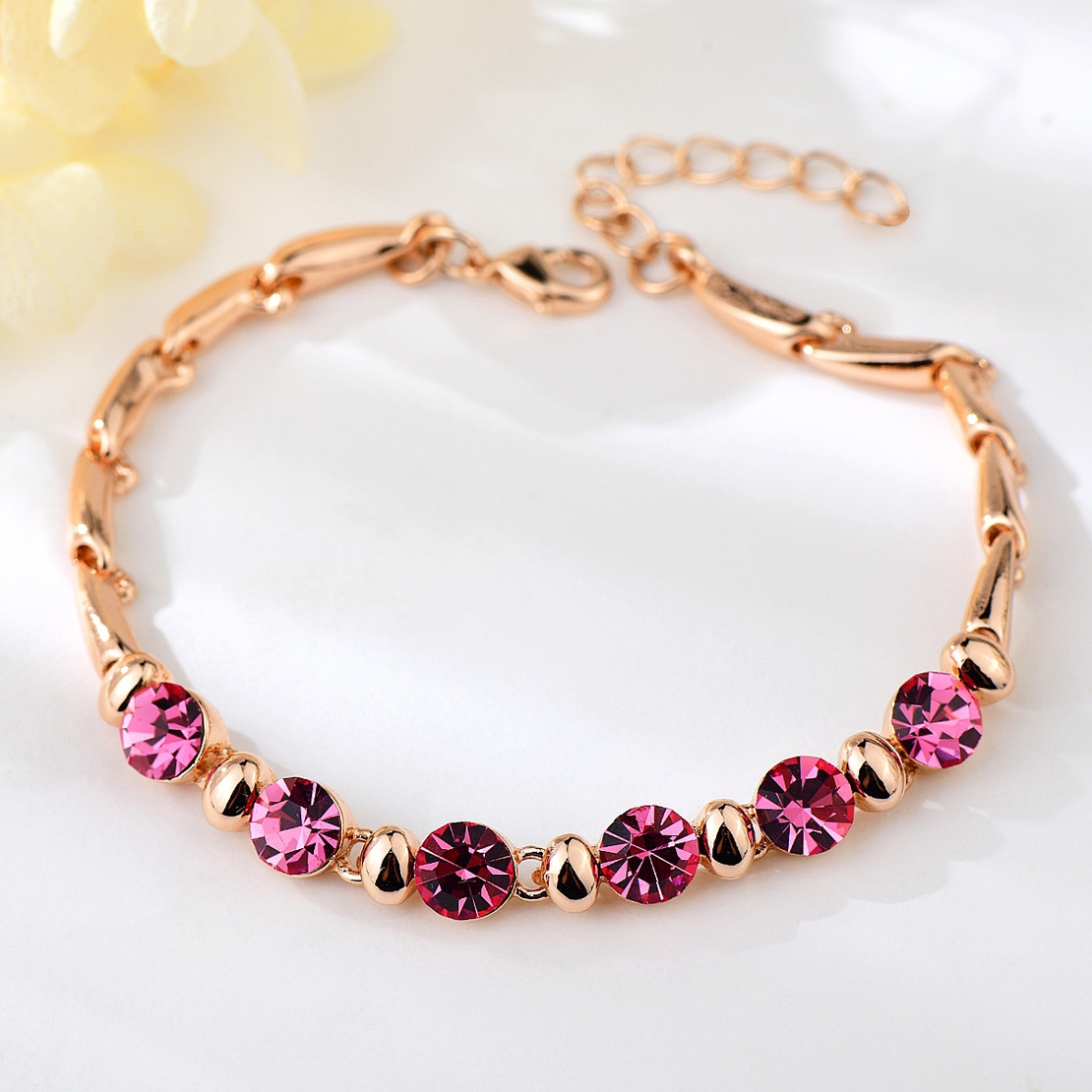 Гривна розово позлатяване виолетови кристали 2200000015631 | Колекция Rose Gold
