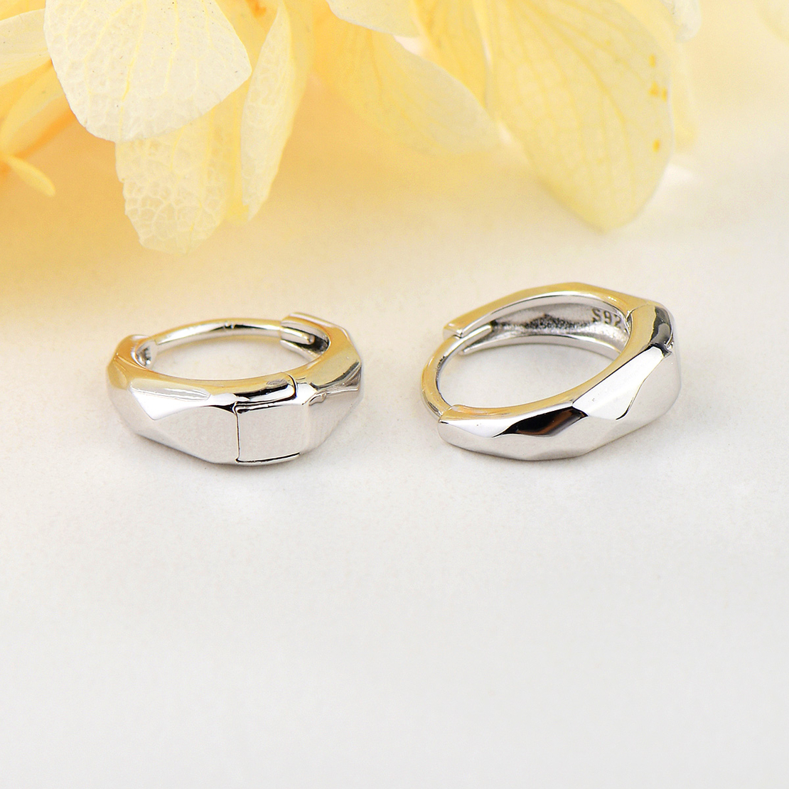 Сребърни обеци Халки с родий 2700000052730 | колекция Delicate Silver