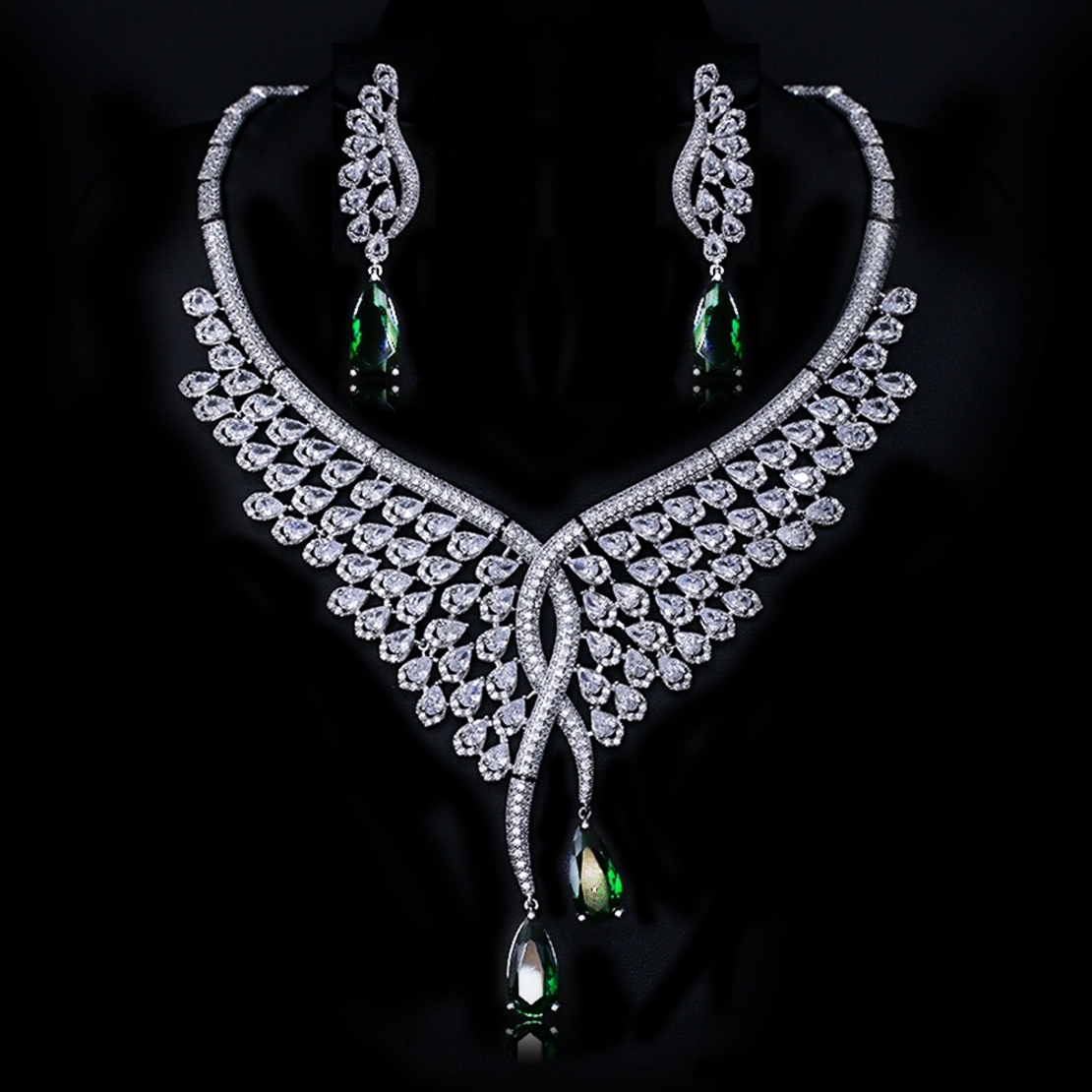 Комплект бяло позлатяване криле с кристали Swarovski - LSS | Колекция Luxury Secret