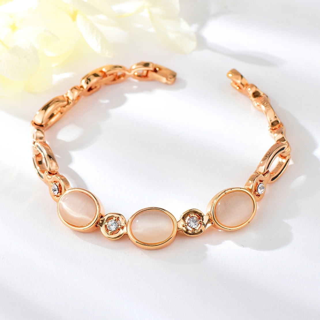 Гривна розово позлатяване с котешко око 2200000014481 | Колекция Rose Gold