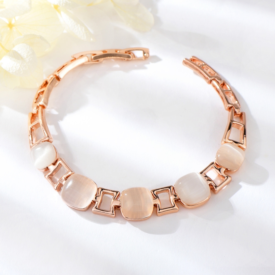 BRACELET ROSE GOLD PLATING CAT'S EYE