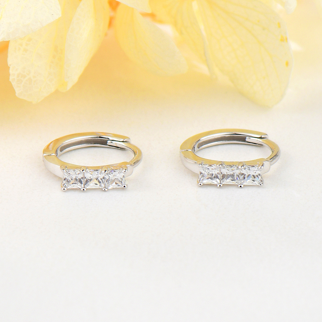 Сребърни обеци Мини халки с родий 2700000053638 | колекция Delicate Silver
