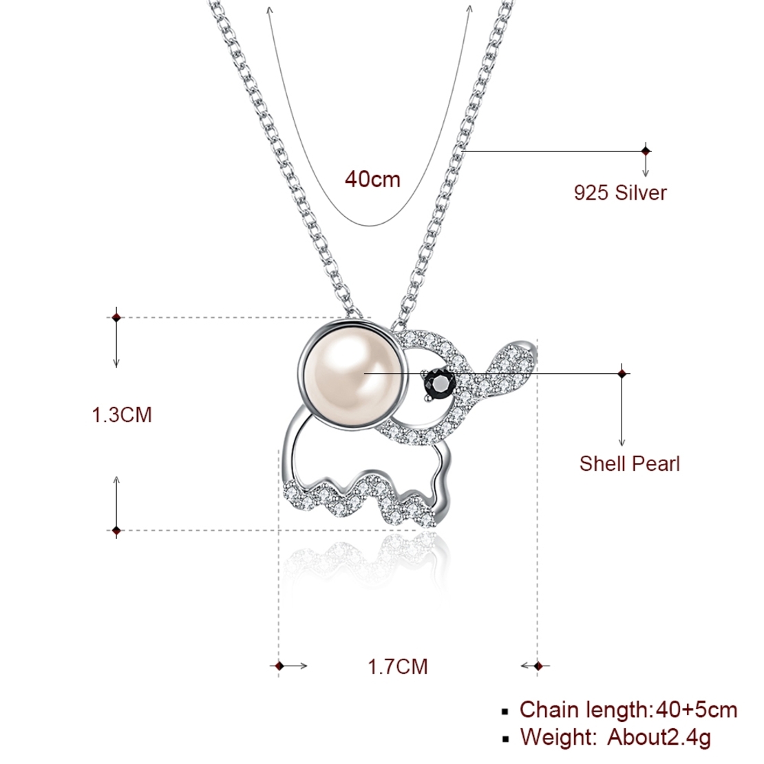 Сребърно колие Слонче Swarovski Crystals | колекция Delicate Silver