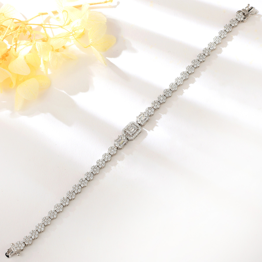 Сребърна гривна с платина и кубични циркони 2700000048153 | Колекция Silver Premium