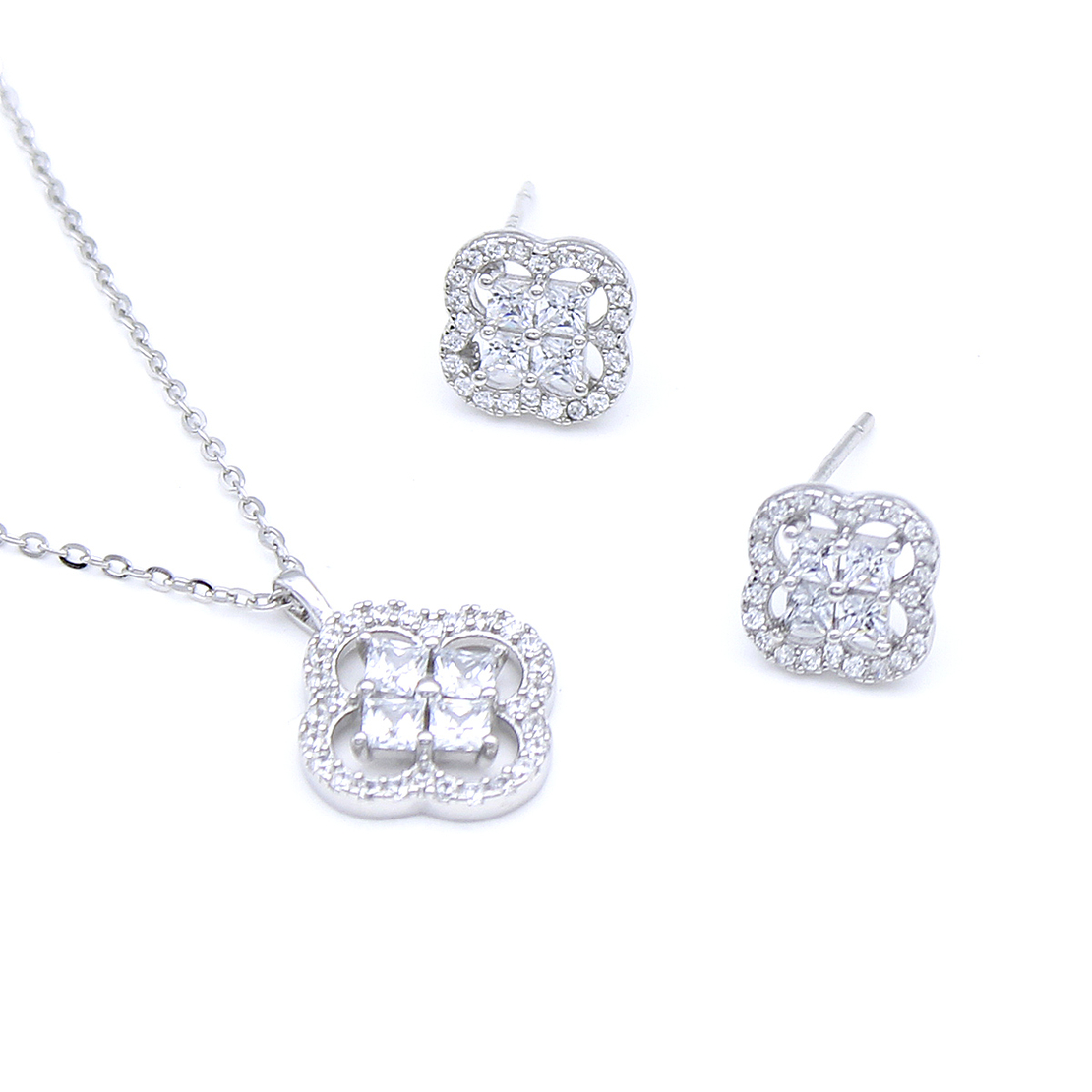 Нежен сребърен комплект стилизирани цветя 2700000069462 | колекция Delicate Silver
