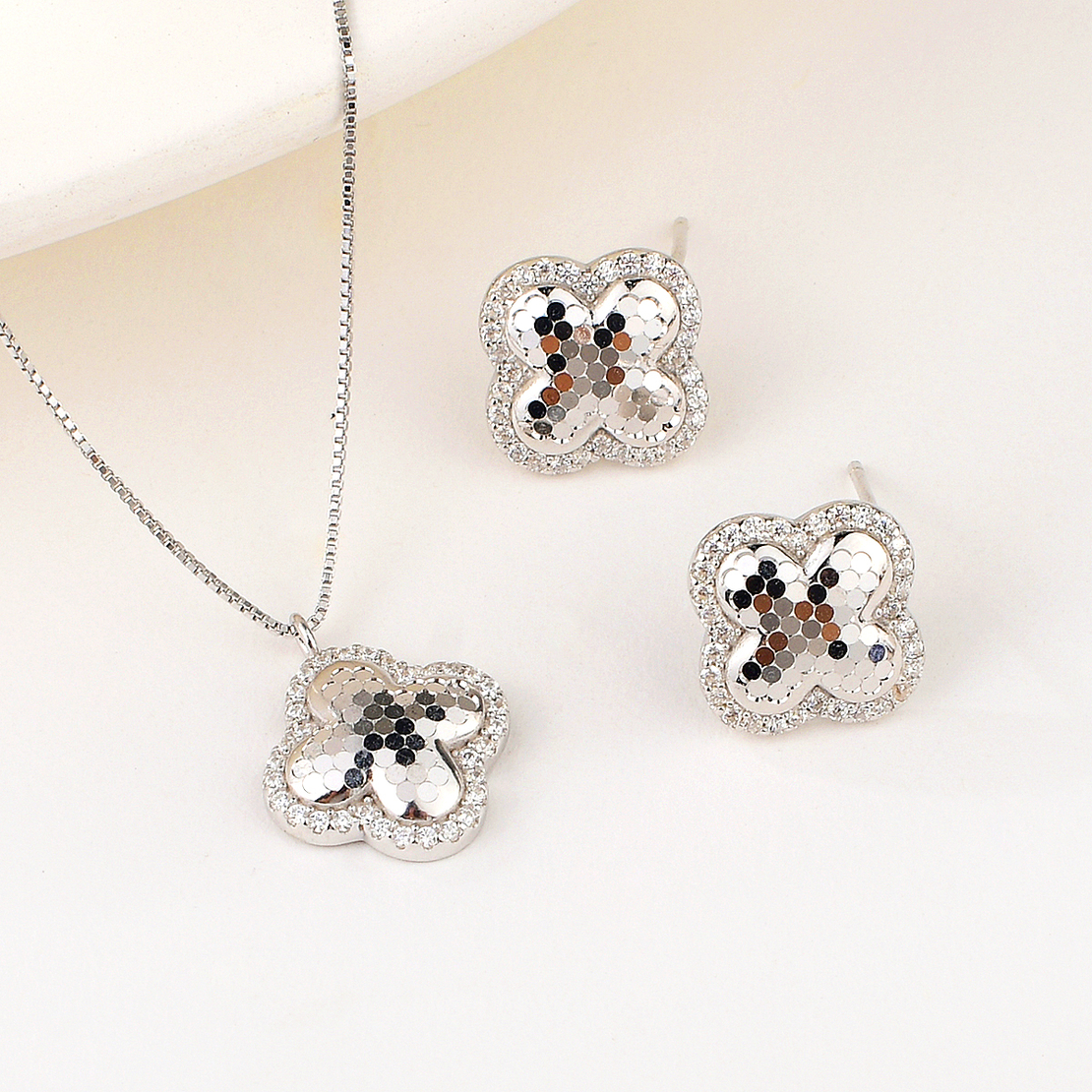 Сребърен комплект Цвете с родий 2700000049693 | колекция Delicate Silver