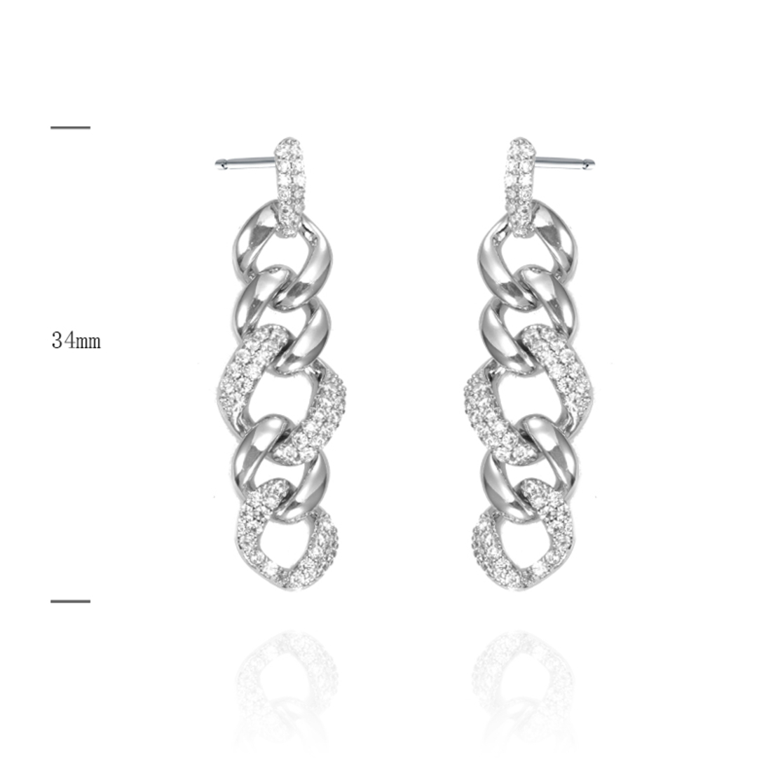 Сребърни обеци Вериги с платина 2700000039892 | Колекция Silver Premium