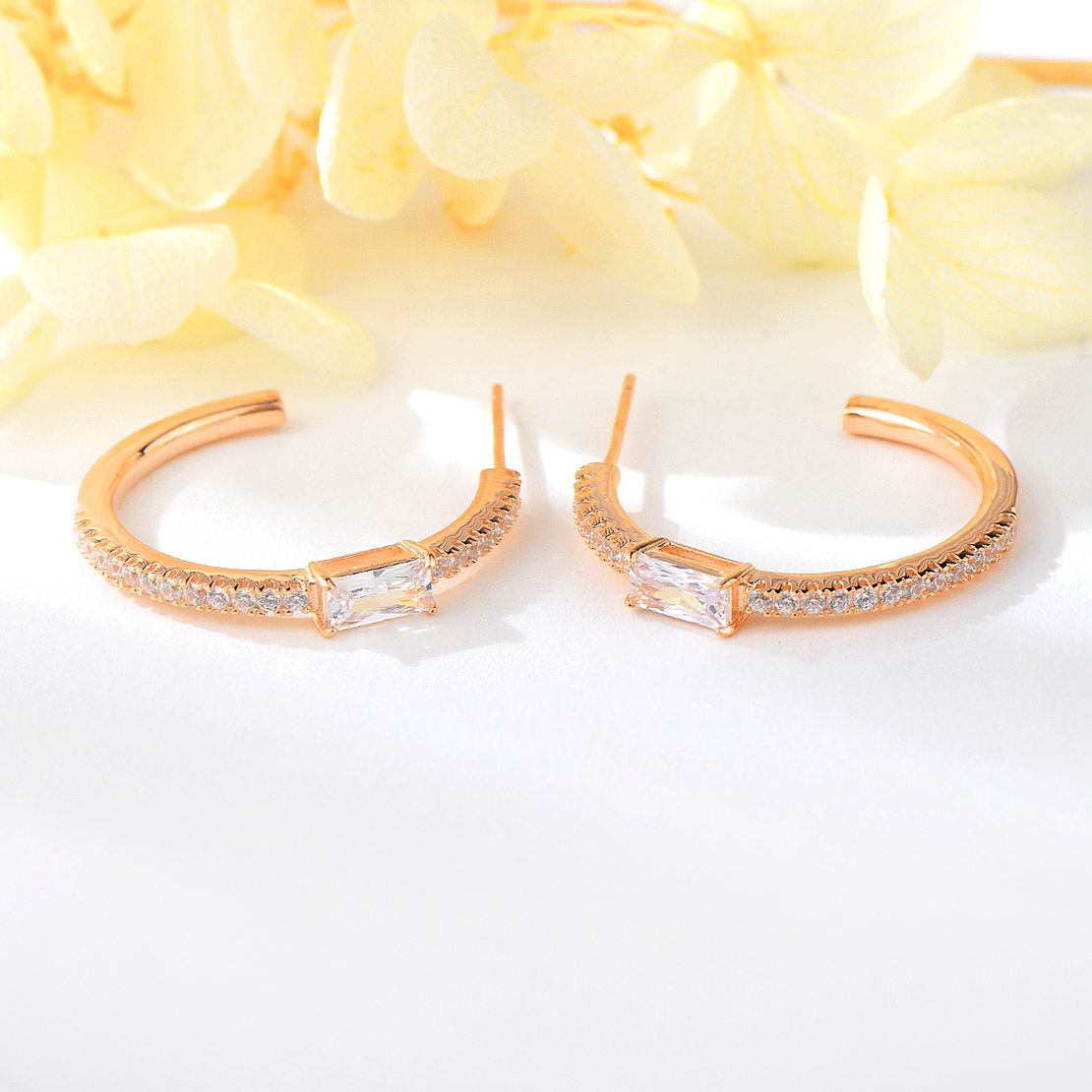 Сребърни обеци Халки с розово позлатяване 2700000045114 | колекция Delicate Silver