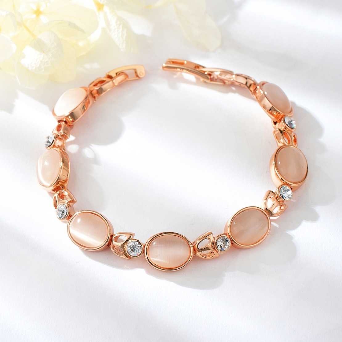 Гривна розово позлатяване флорален детайл | Колекция Rose Gold