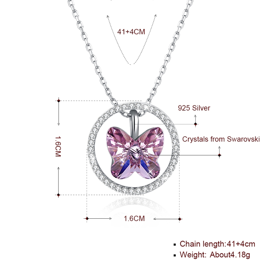 Сребърно колие Пеперуда Swarovski Crystals | колекция Delicate Silver | 2700000027516