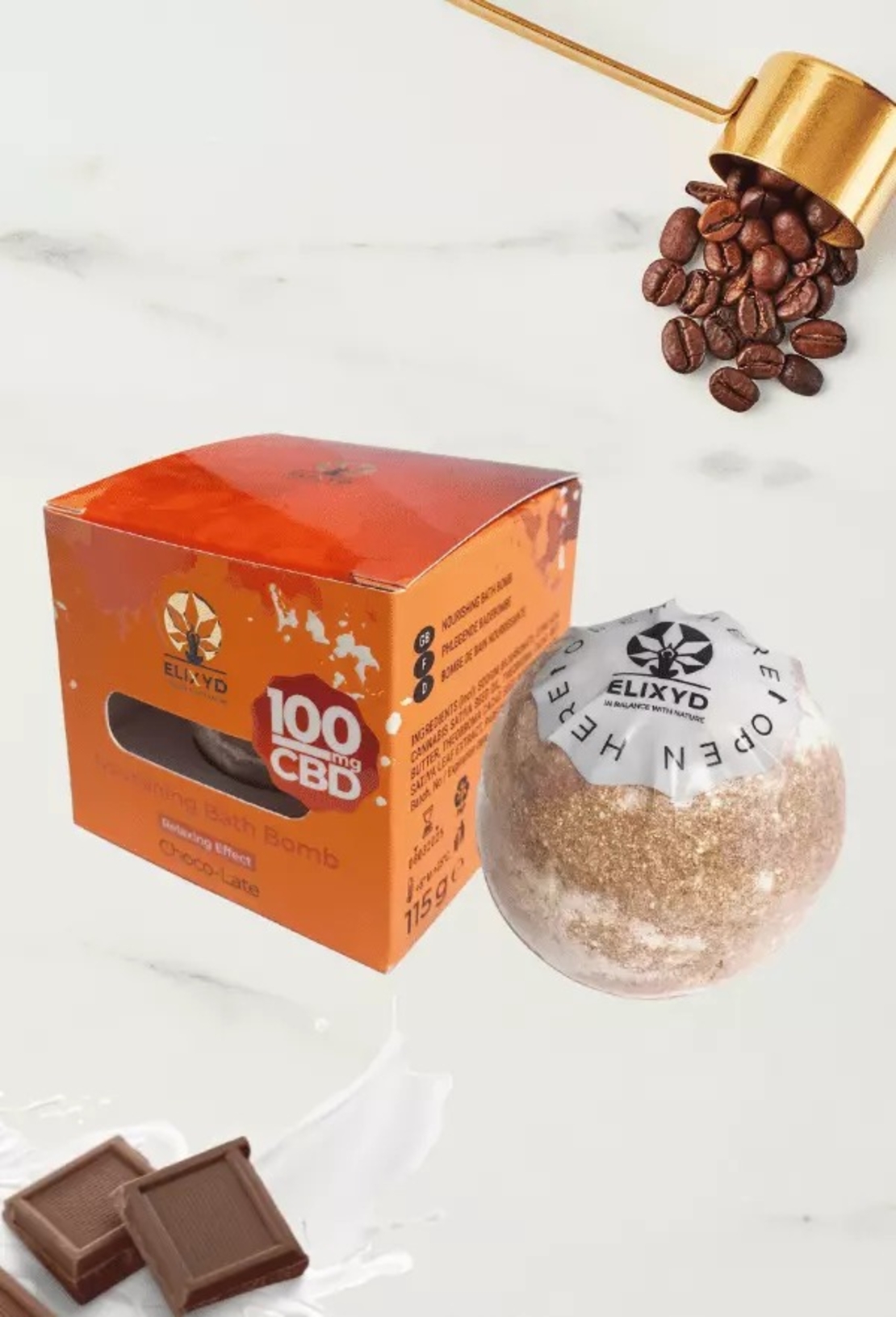 Elixyd CBD Подхранваща бомбичка за вана, Choco Late
