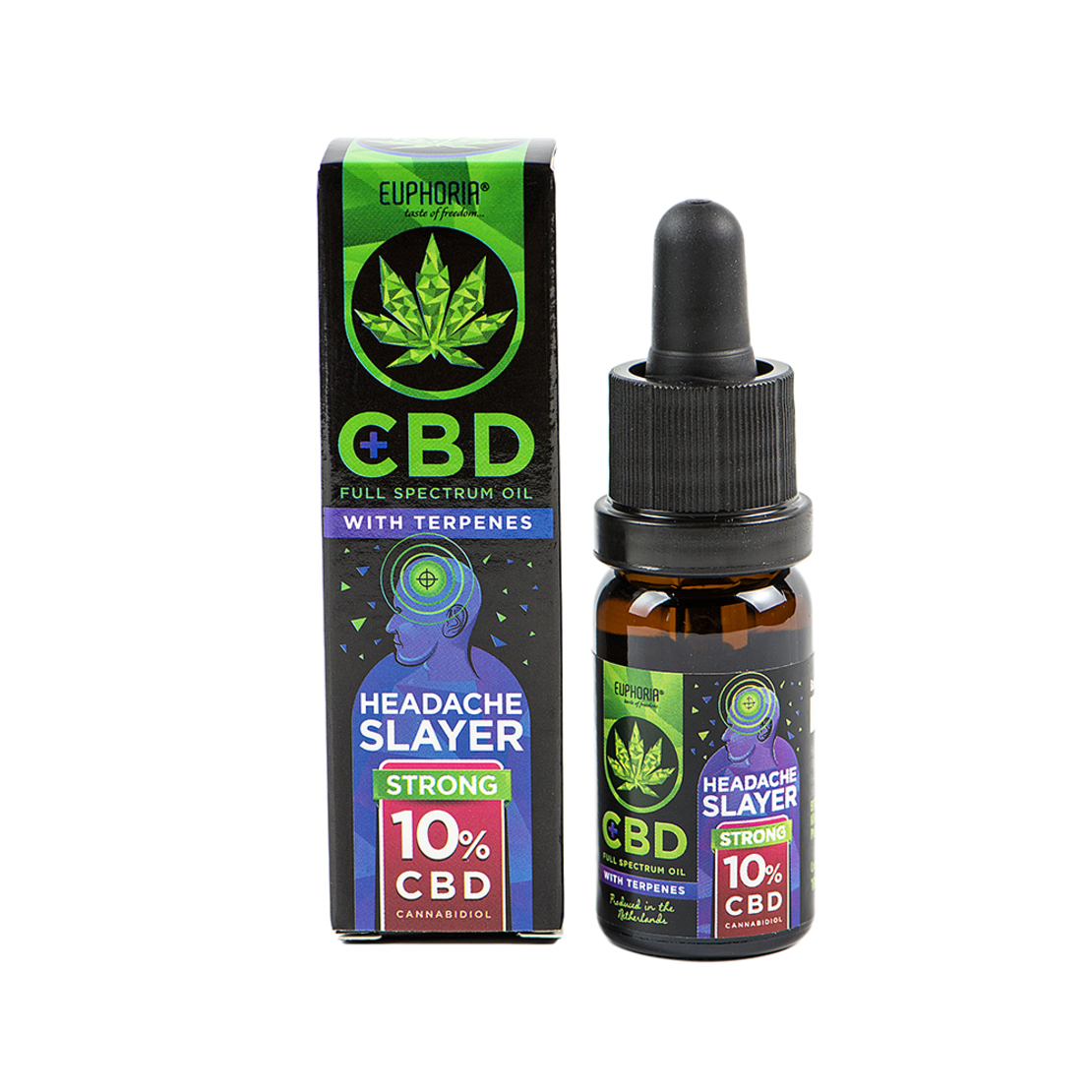 Euphoria 10% CBD масло Headache Slayer, капки 10мл