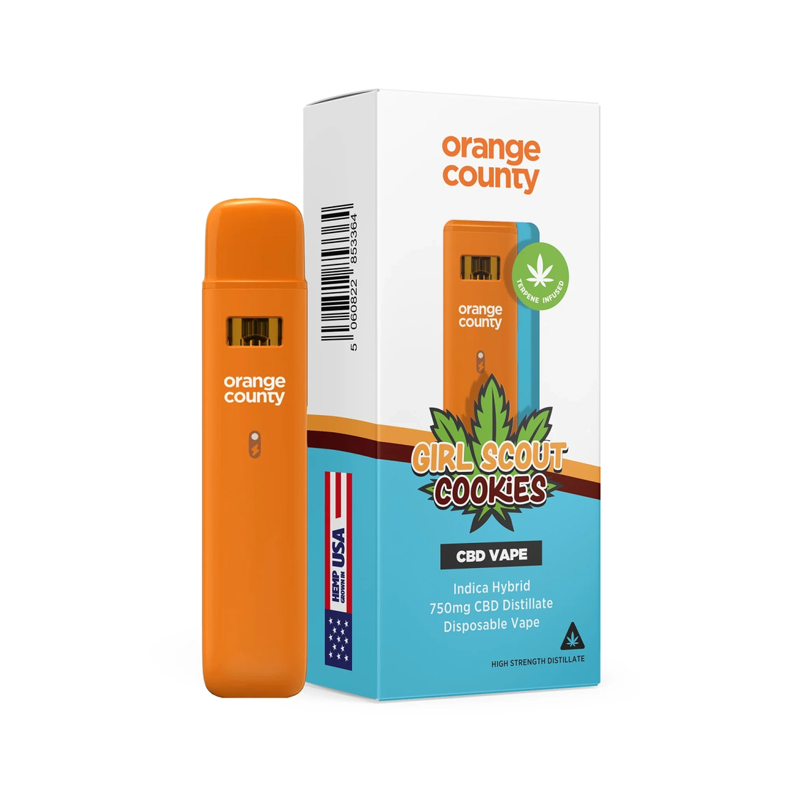 Orange County CBD Еднократна вейп писалка Girl Scout Cookies, 750 mg CBD, 1 ml