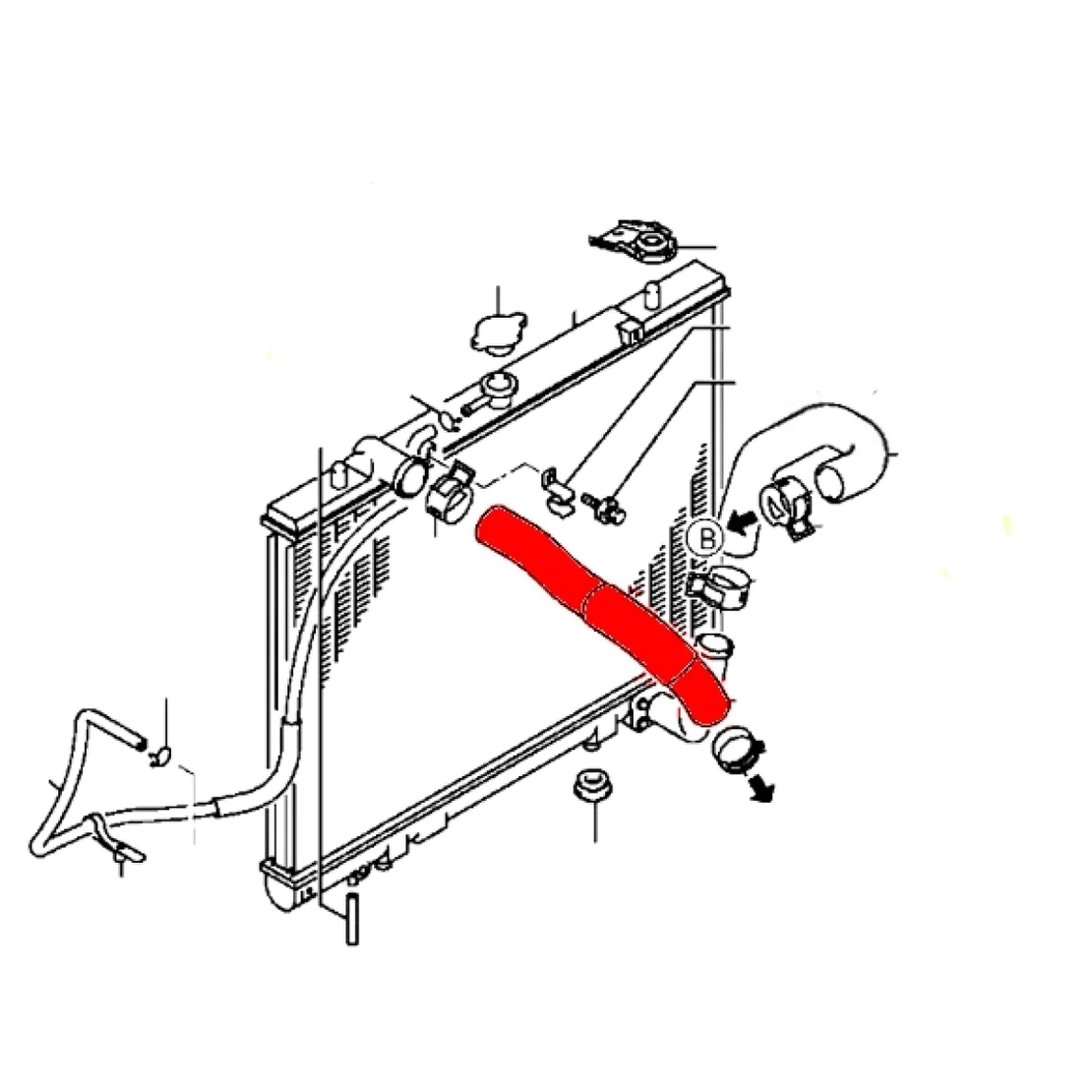 Маркуч водно съединение радиатор горно за МИТСУБИШИ Л200 MITSUBISHI L200 K74 K64T MR571149 OEM MITSUBISHI