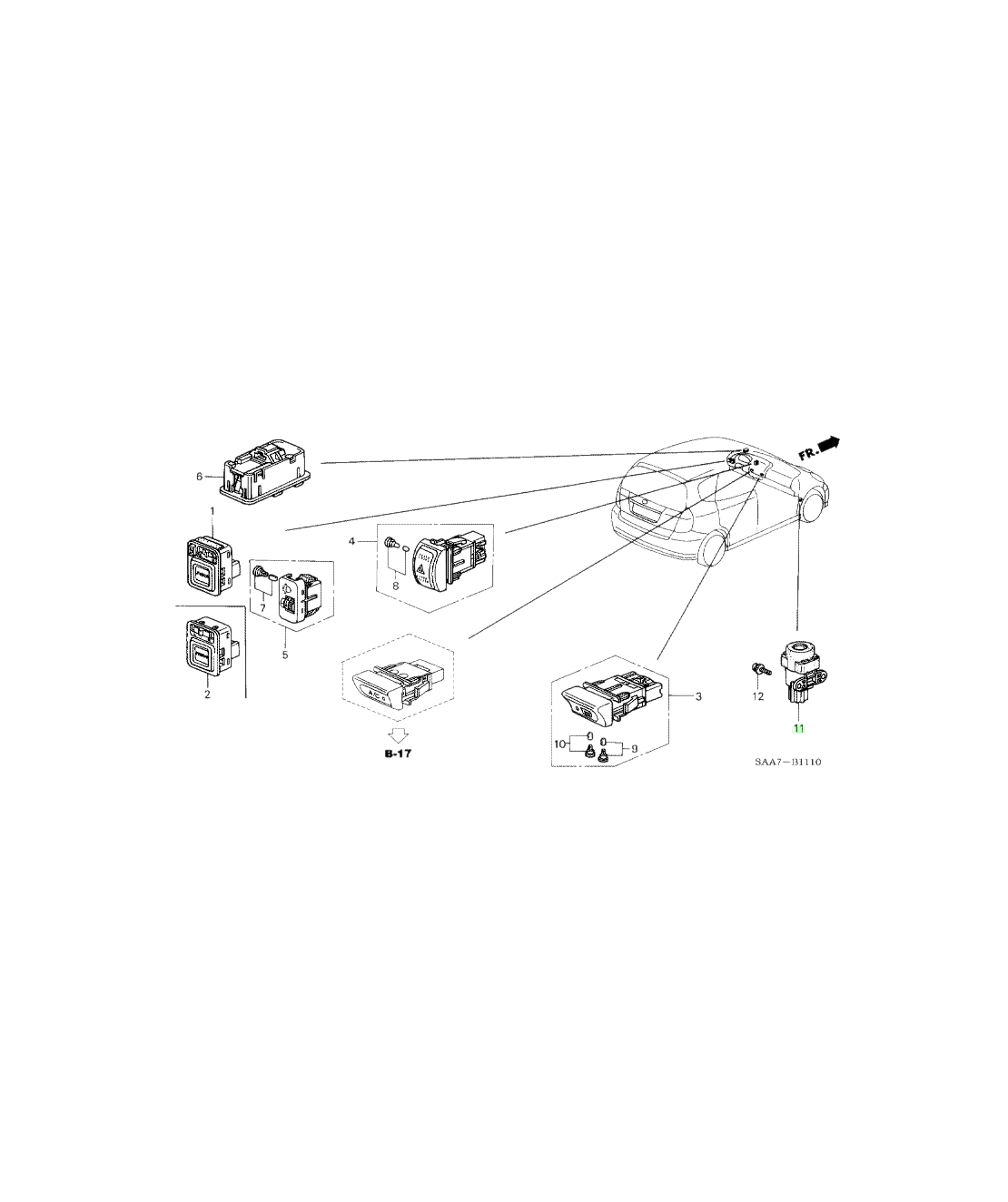 Датчик бутон аварийно спиране гориво ХОНДА ЦРВ 1 2 3 ФРВ СИВИК АКОРД 35910S04G01 35910-S04-G01 OEM HONDA