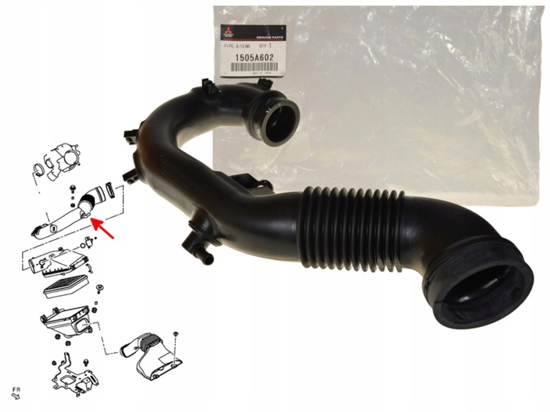 Въздуховод за МИТСУБИШИ АСХ АУТЛЕНДЪР ДИЗЕЛ MITSUBISHI ASX OUTLANDER 2.2 DIESEL 1505A602 1505A548 1505A677 OEM MITSUBISHI