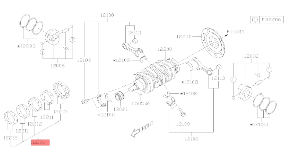 Основни лагери стандарт СТД STD за СУБАРУ ФОРЕСТЪР ИМПРЕЗА SUBARU FORESTER 12209AA970 12209-AA970 OEM SUBARU