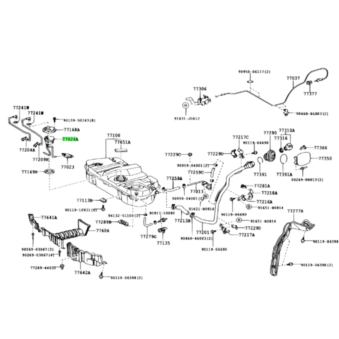 Горивна помпа за ТОЙОТА АВЕНСИС ВЕРСО TOYOTA AVENSIS VERSO 7702444020 77024-44020 OEM TOYOTA
