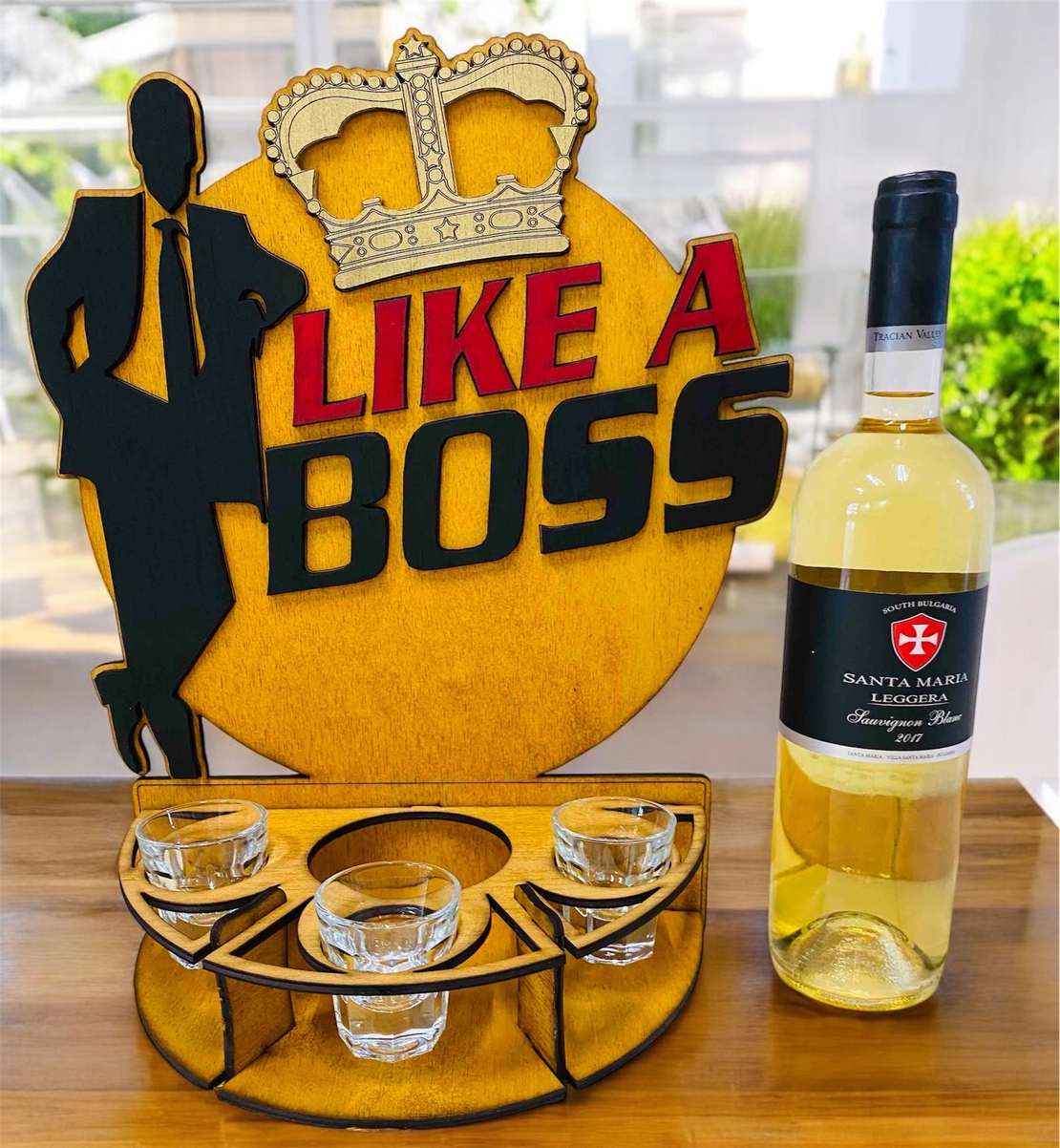 ТЕМАТИЧЕН ДЪРВЕН МИНИ БАР - LIKE A BOSS