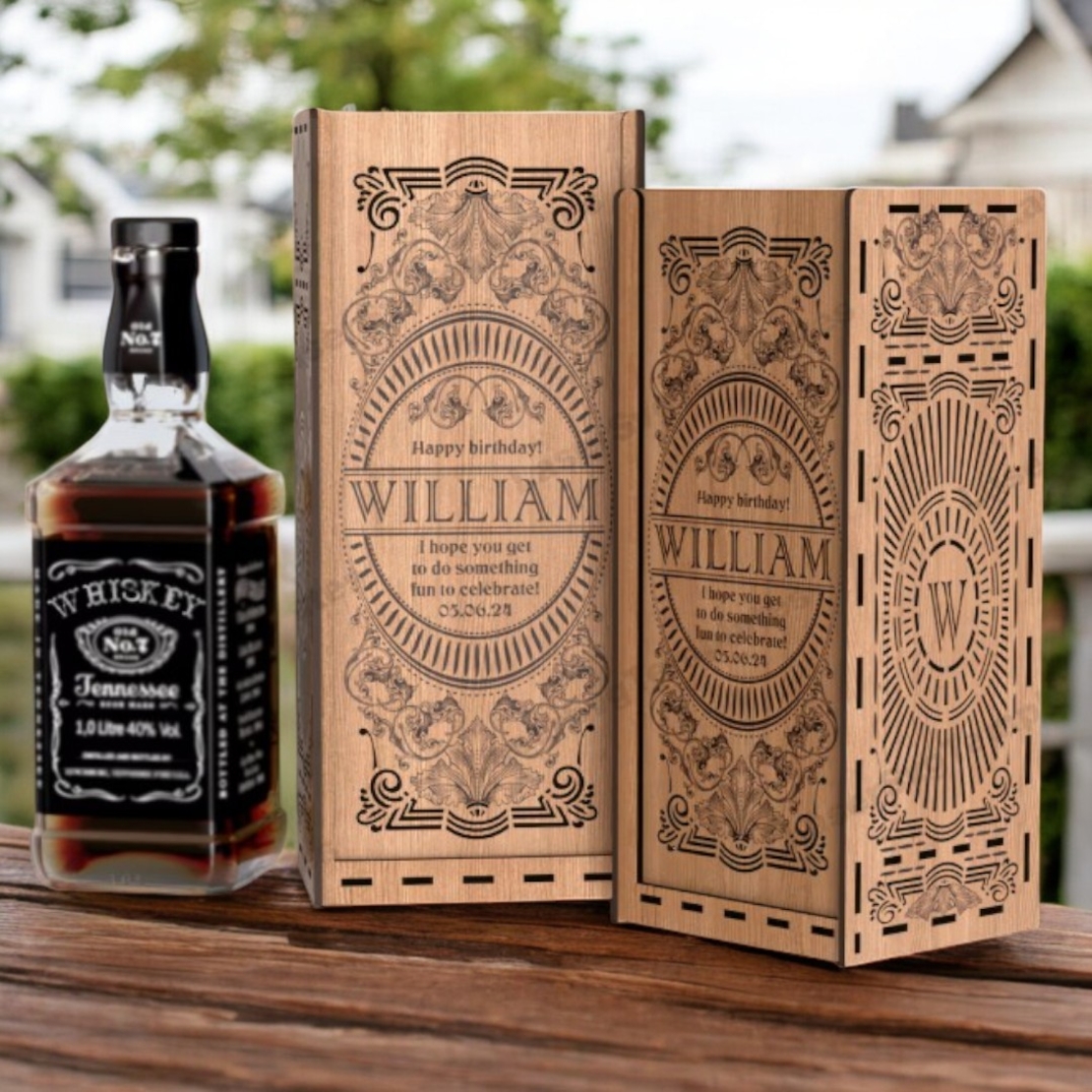 луксозна дървена кутия за бутилка уиски Jack Daniel’s