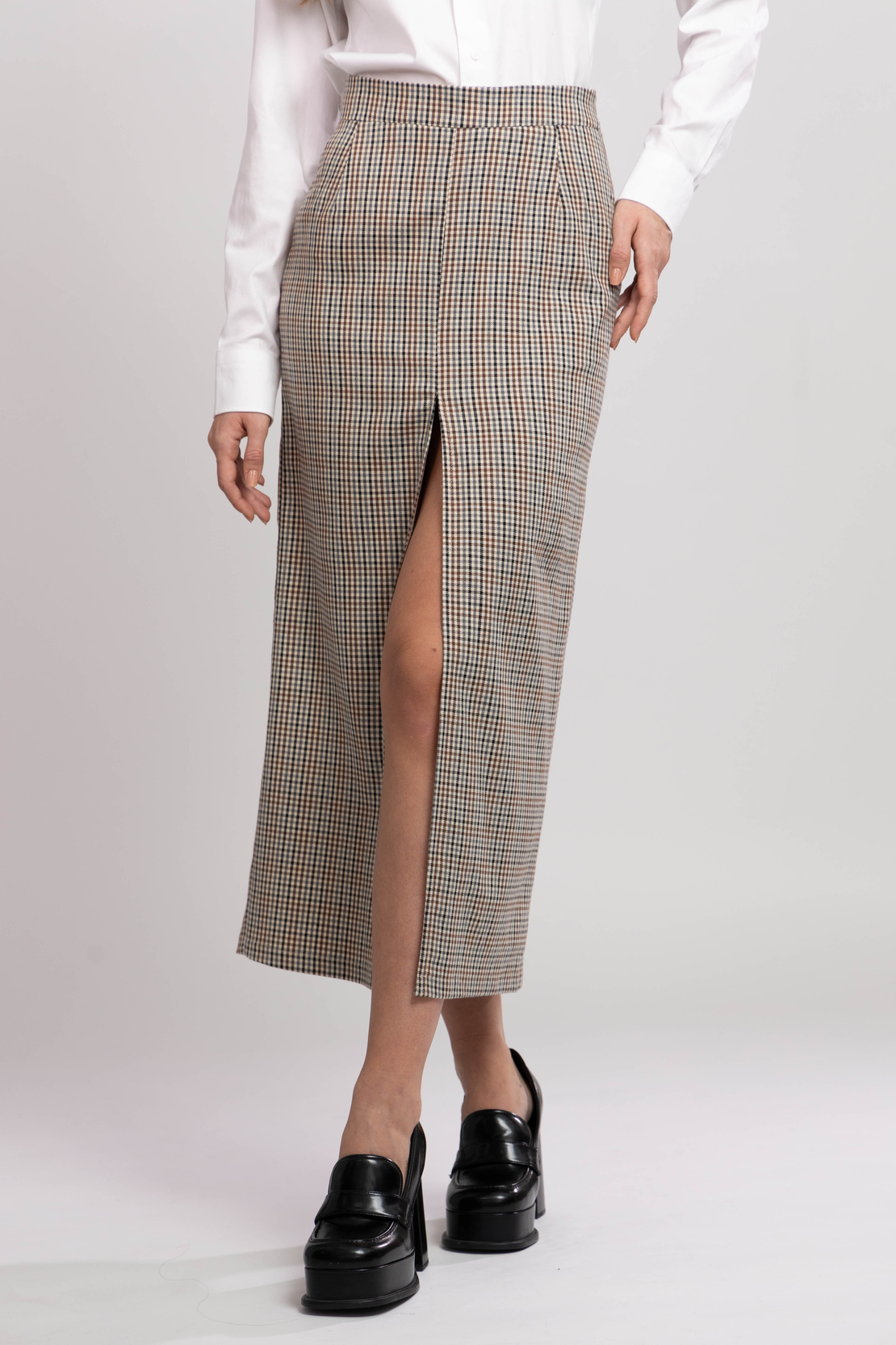 AYLA CHECKED MIDI SKIRT