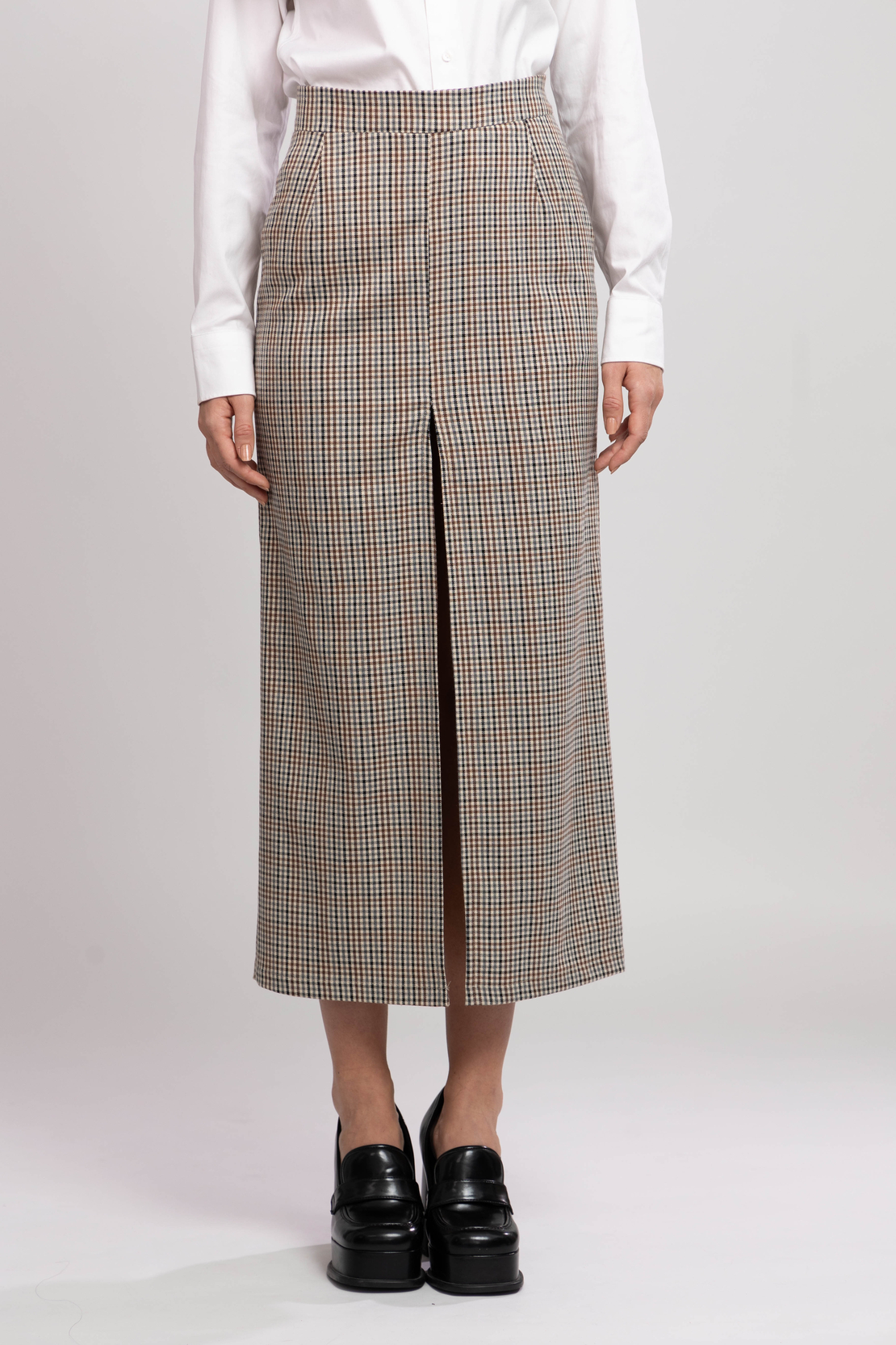 AYLA CHECKED MIDI SKIRT