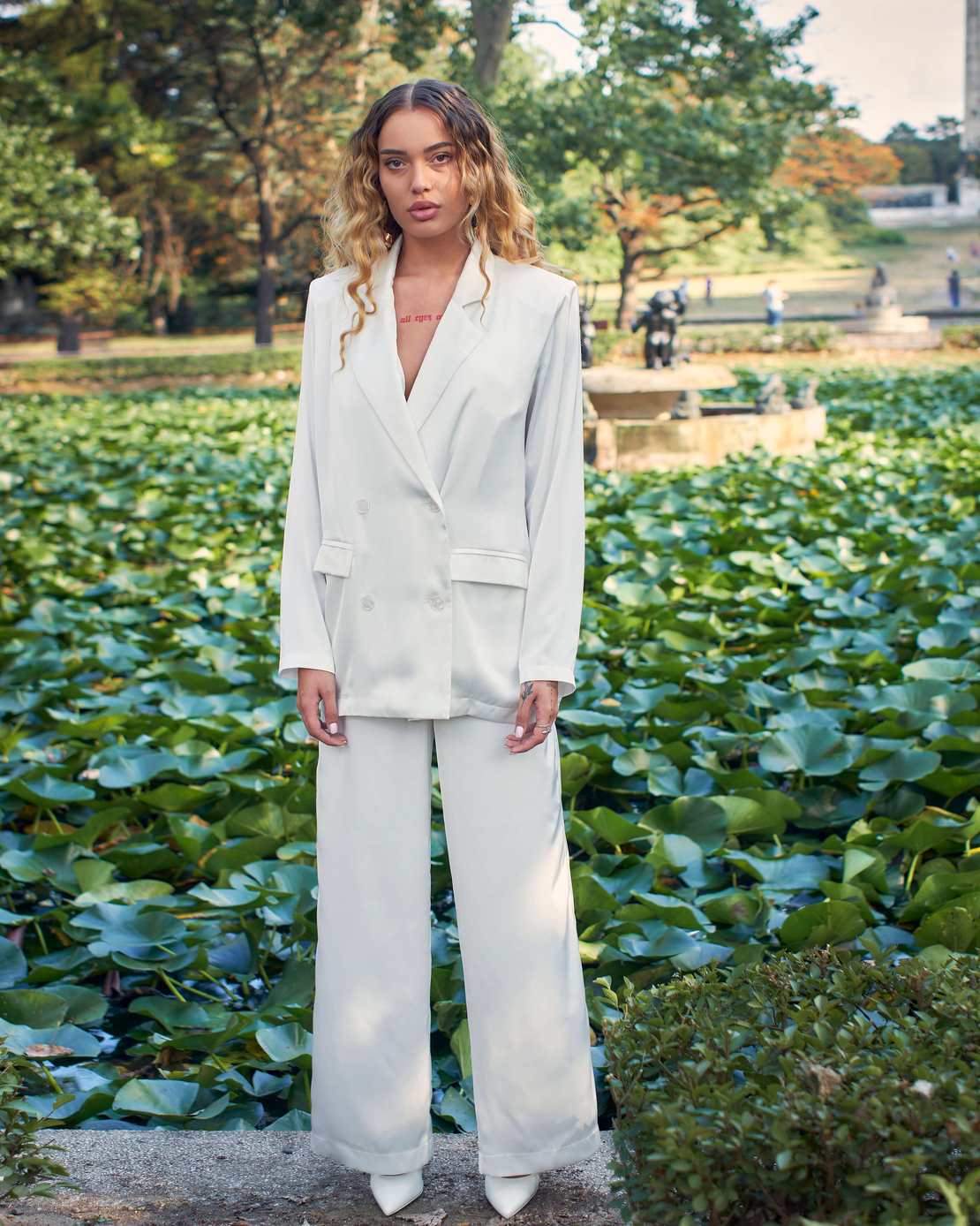 WHITE PEARL SATIN CO-ORD SET