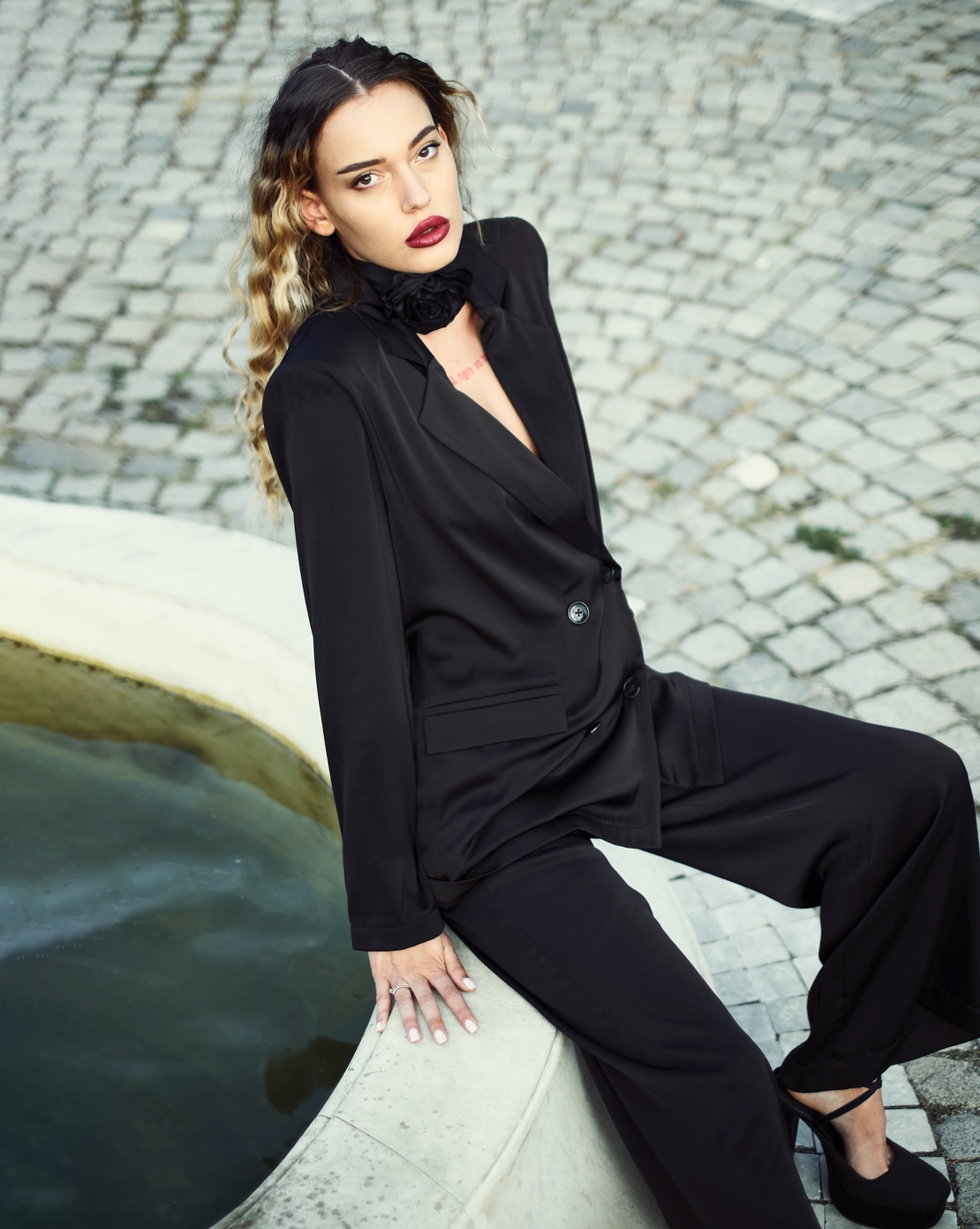 BLACK PEARL SATIN CO-ORD SET